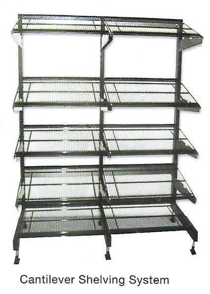 Cantilever cold room shelving system for refrigeration display 