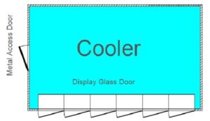 6 glass door walk in display cooler