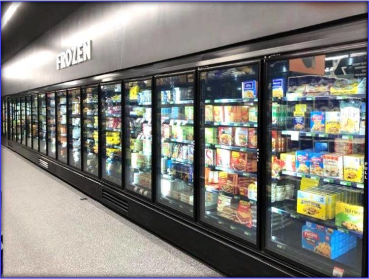 glass door supermarket freezer
